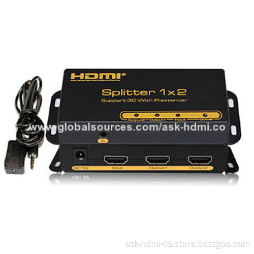 HDMI Splitter 1 x 2 with IR Extender/IR Injector, Supports 3D